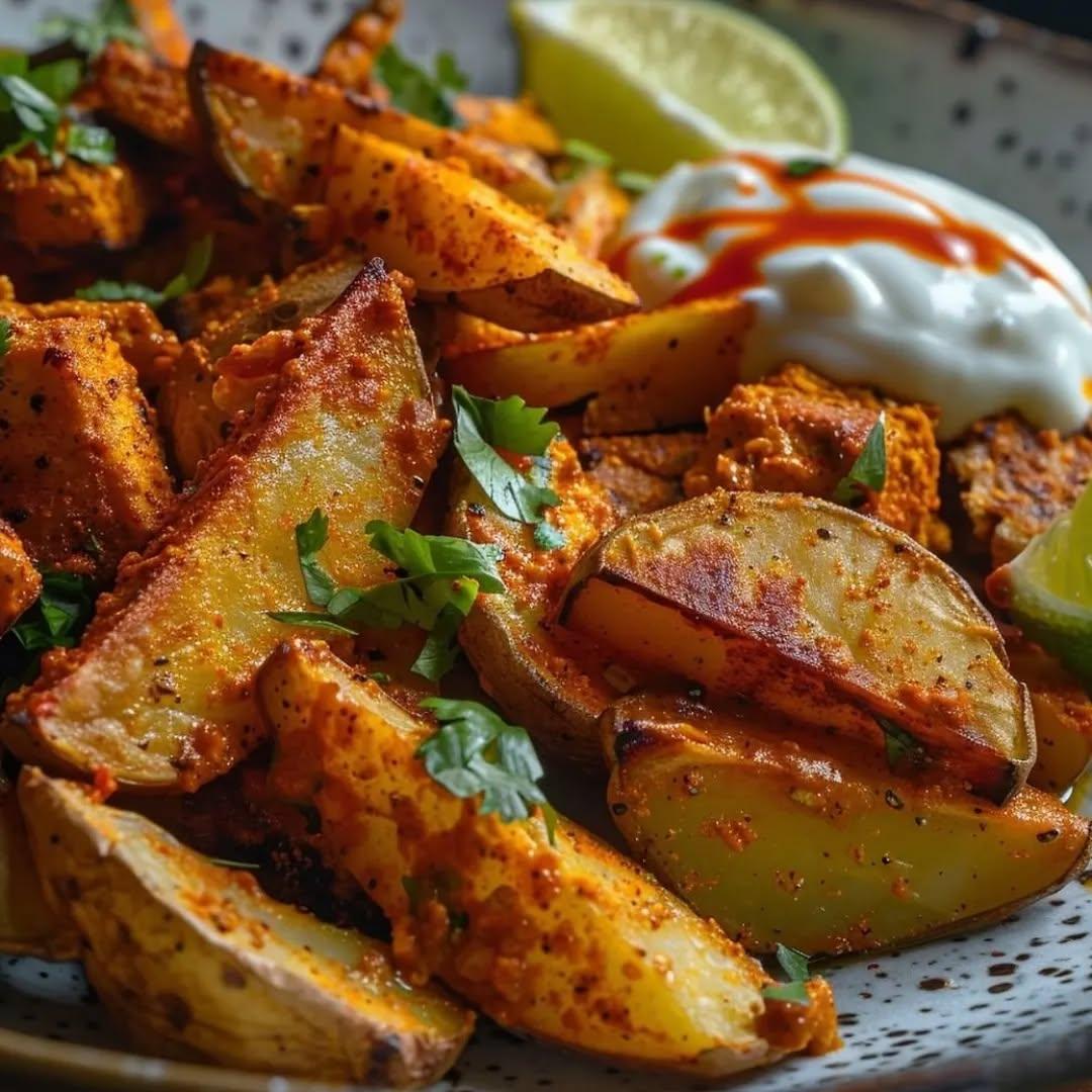 Curry Loaded Fries with Tofu and Vegetables