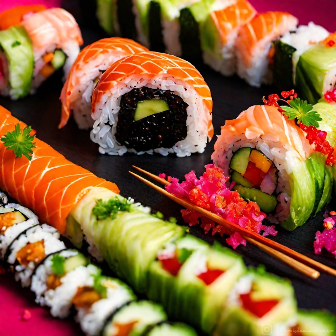 Vegan Sushi Rolls with Tofu and Vegetables