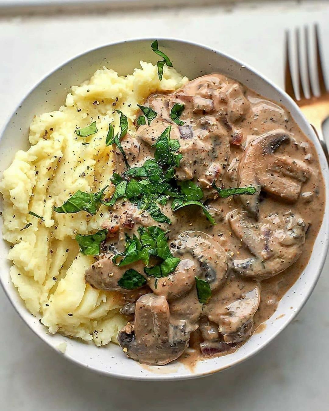 Vegan Mushroom Stroganoff with Mashed Potato