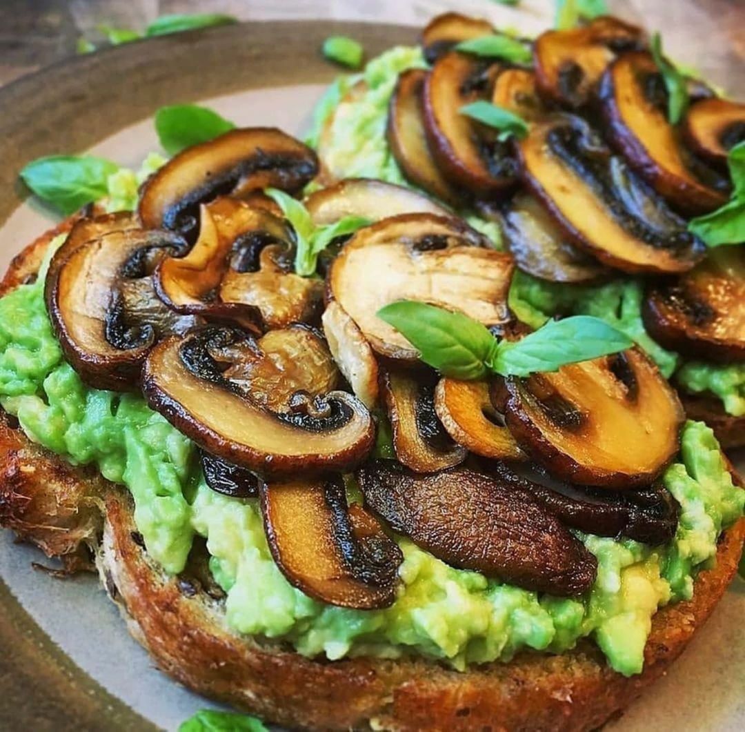 Garlicky Mushroom and Avocado Toast