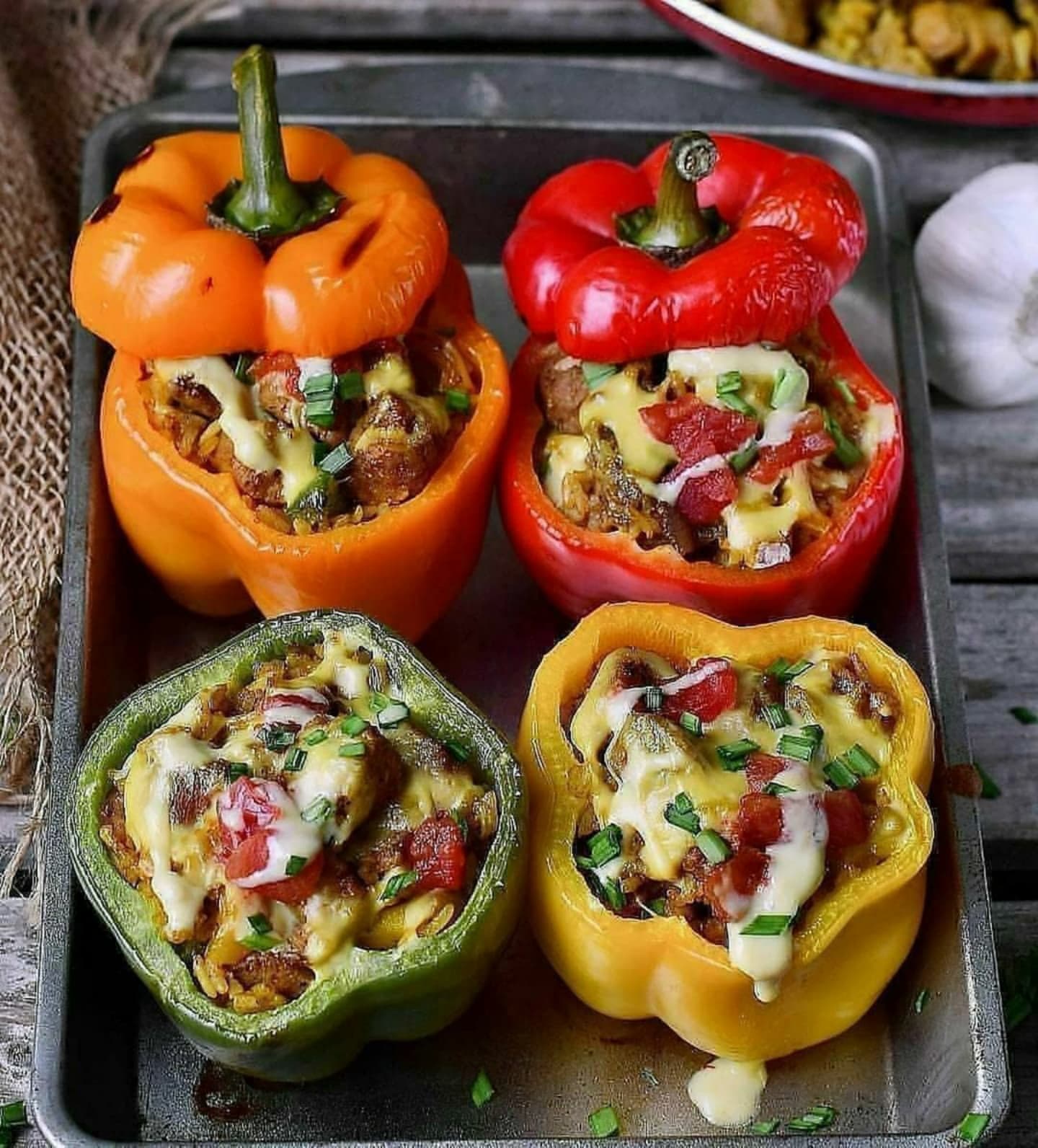 Vegan Stuffed Cheesy Bell Peppers