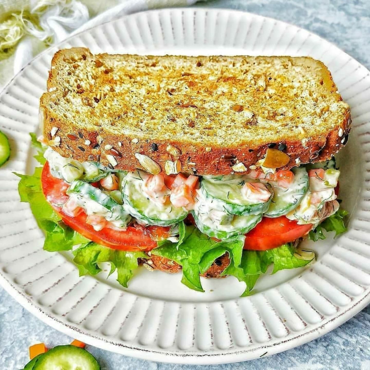 Creamy Cucumber Salad Sandwich