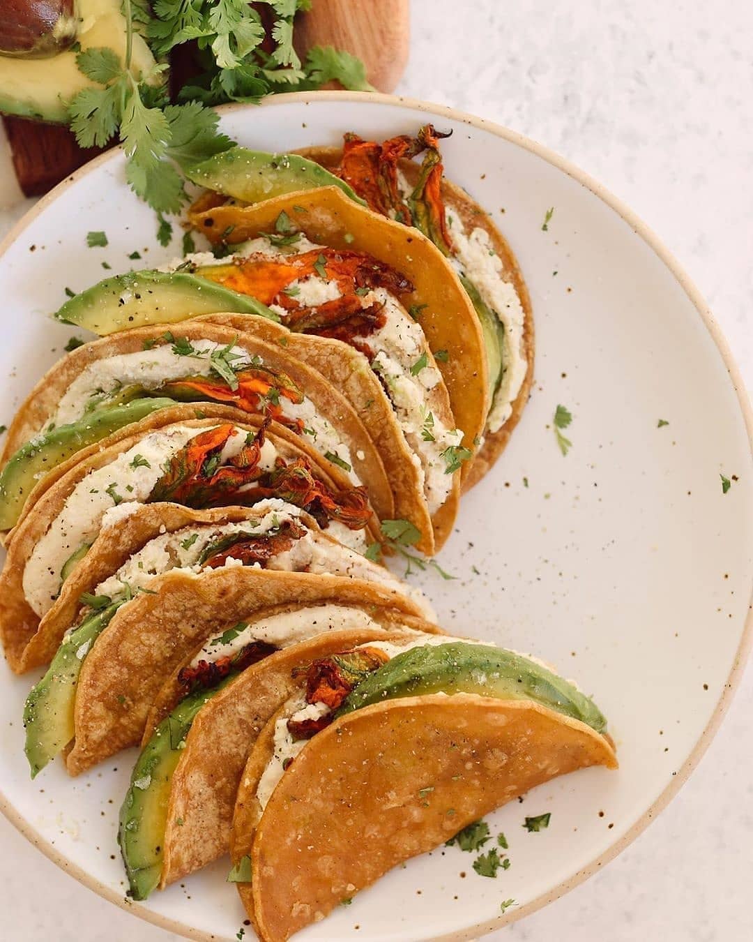 Vegan Squash Blossom Quesadillas with Tofu Cheese