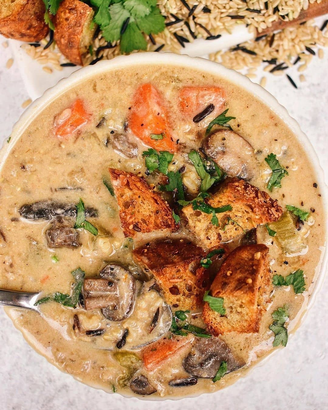 Vegan Creamy Wild Rice Vegetable Soup