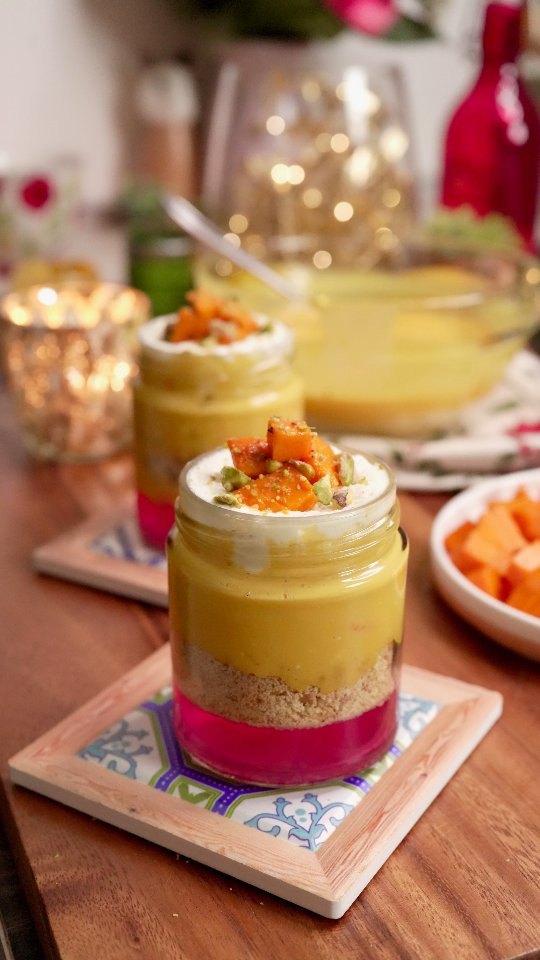 Easy Layered Mango Custard Pudding