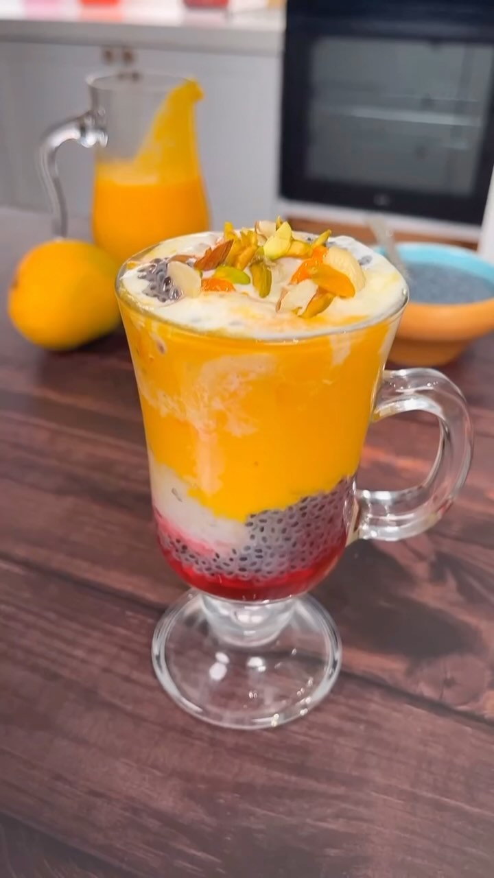 Homemade Mango Falooda with Falooda Sev