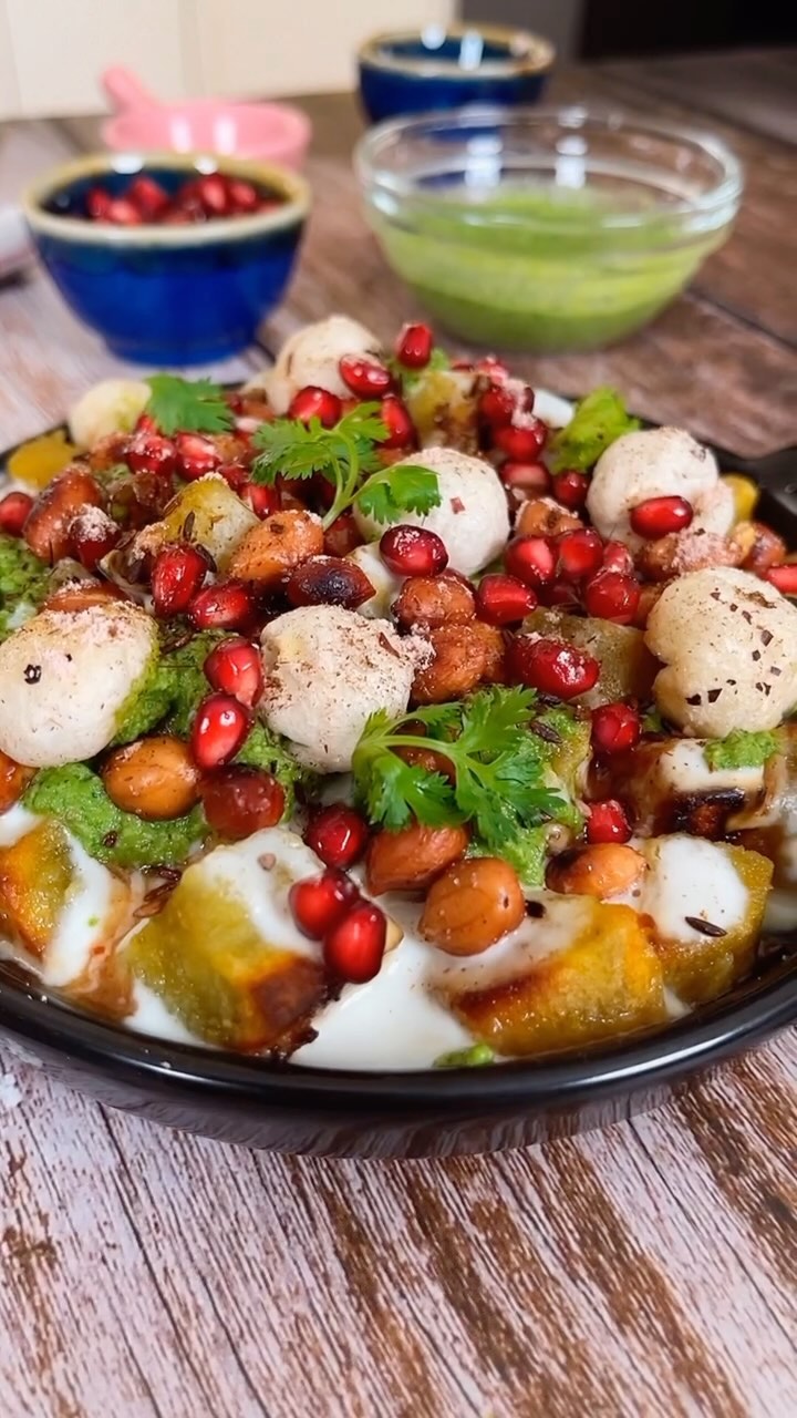 Sweet Potato Chaat with Coriander Chutney