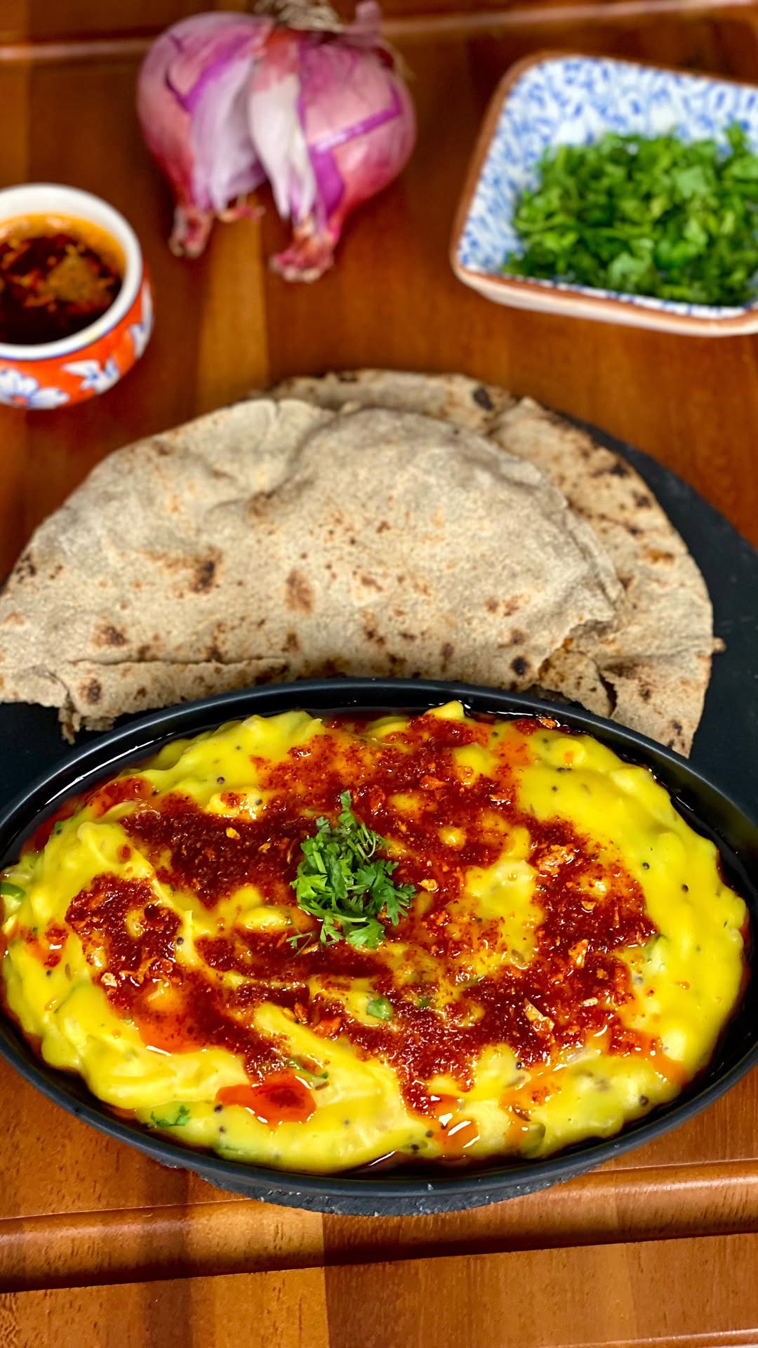 Maharashtrian Pithla with Bajra Flatbread