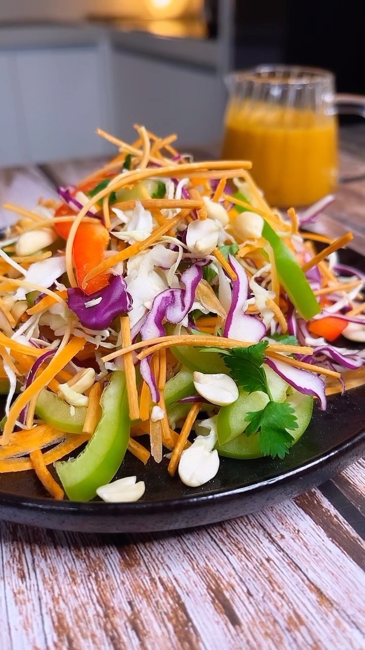 Mixed Vegetable Salad with Peanut Butter Dressing