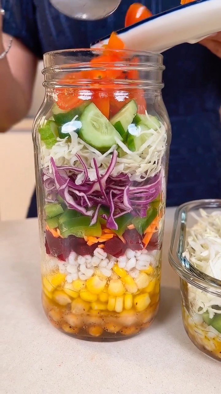 Layered Power Salad in a Jar