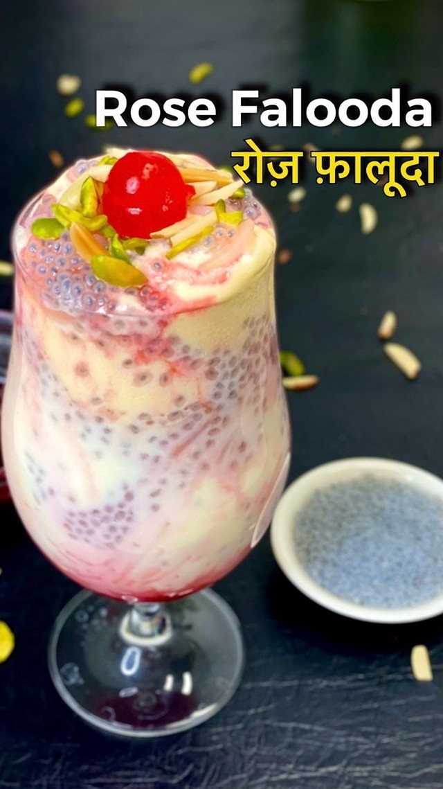 Homemade Rose Falooda with Ice Cream