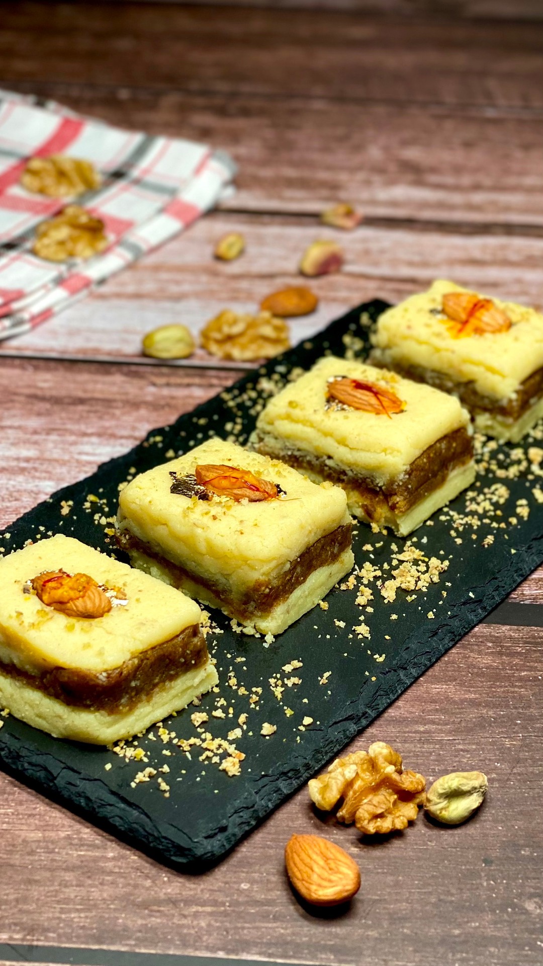 Sandwich Barfi with Dry Fruits Layers