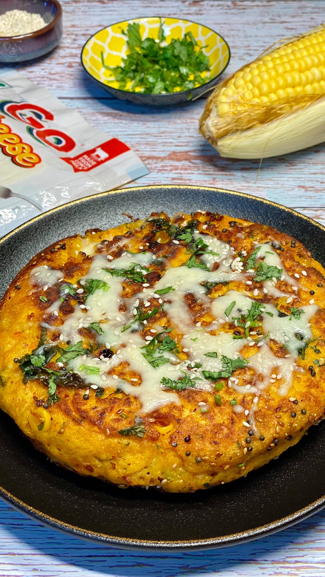 Cheesy Corn Vegetable Handvo