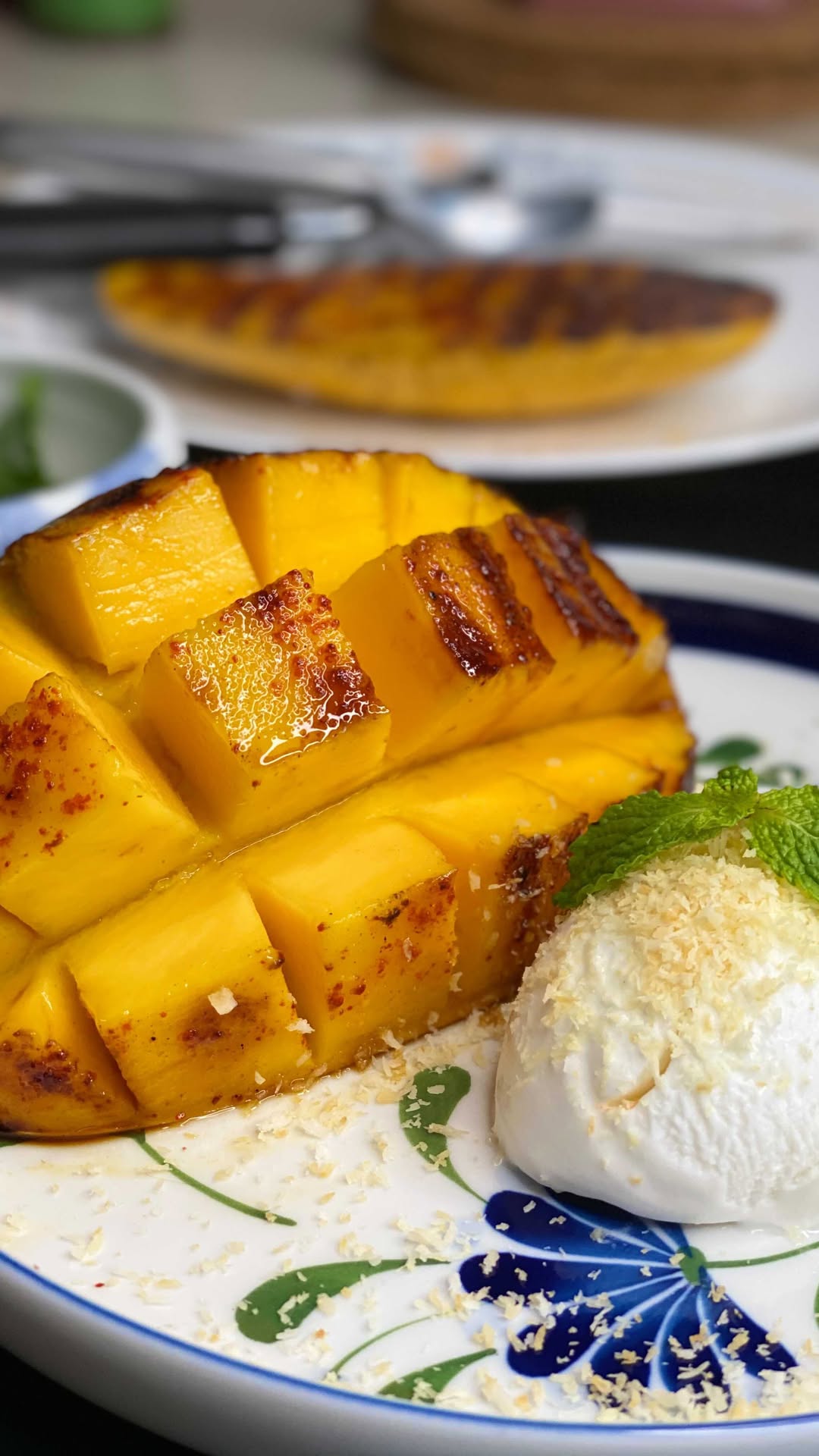 Grilled Mango with Vanilla Ice Cream