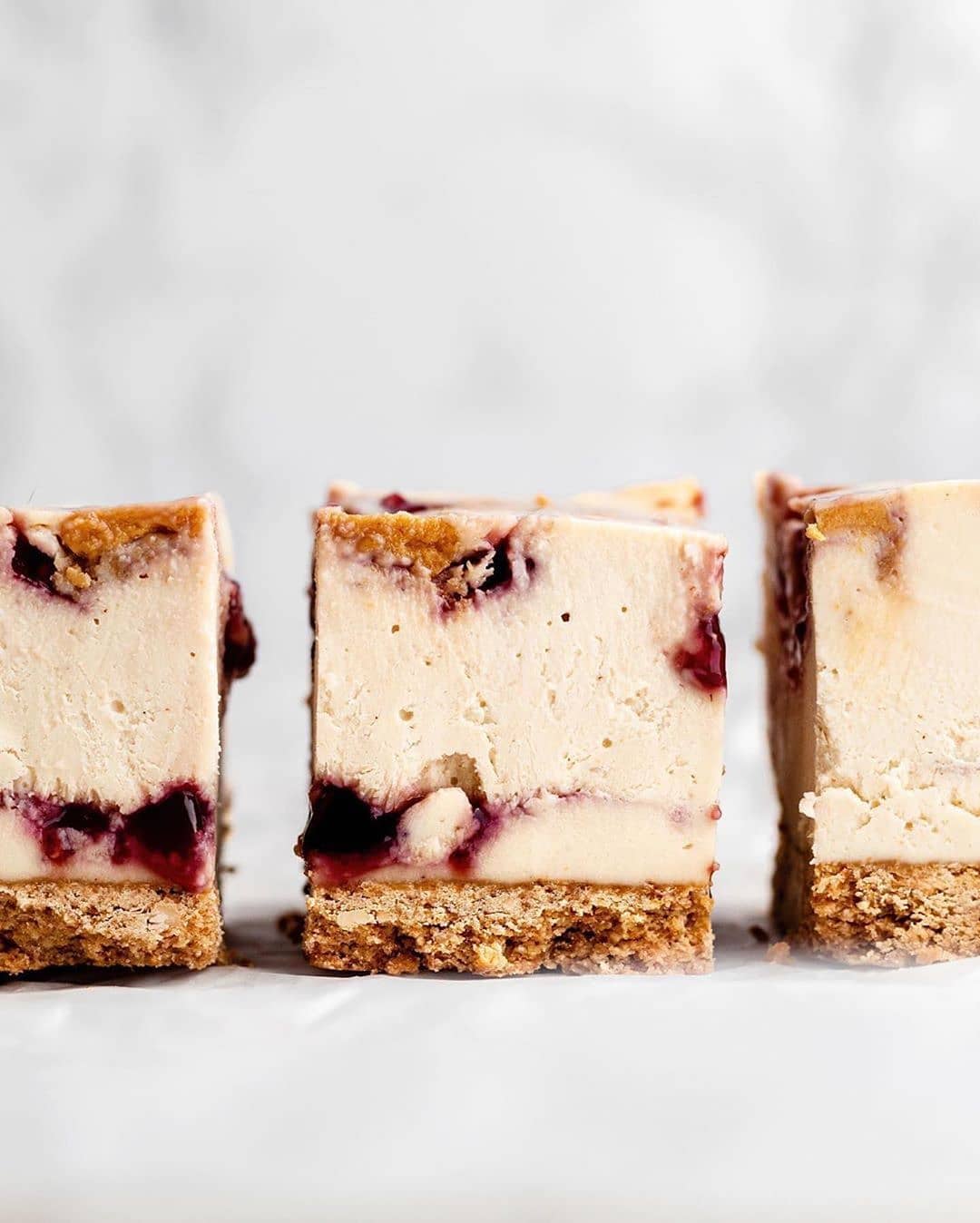 Cashew Butter and Jelly Cheesecake Bars