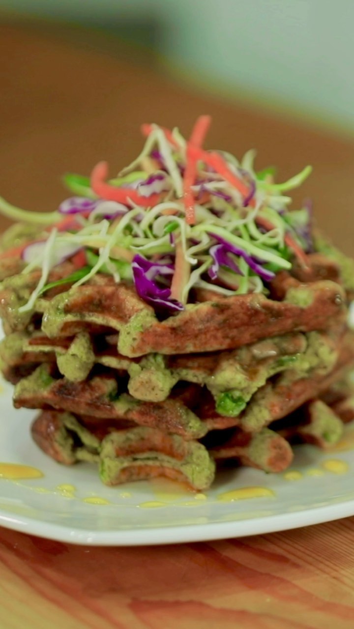 Healthy Savory Moong Sprouts Waffles