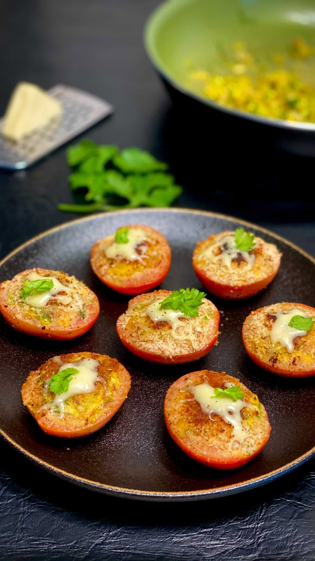 Grilled Stuffed Tomatoes with Potato and Paneer