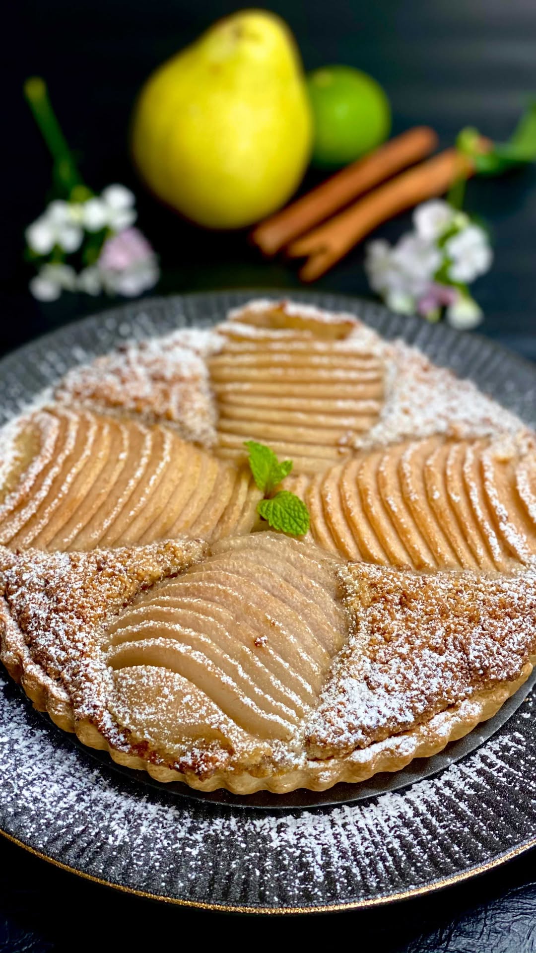 Eggless Pear Frangipane Tart