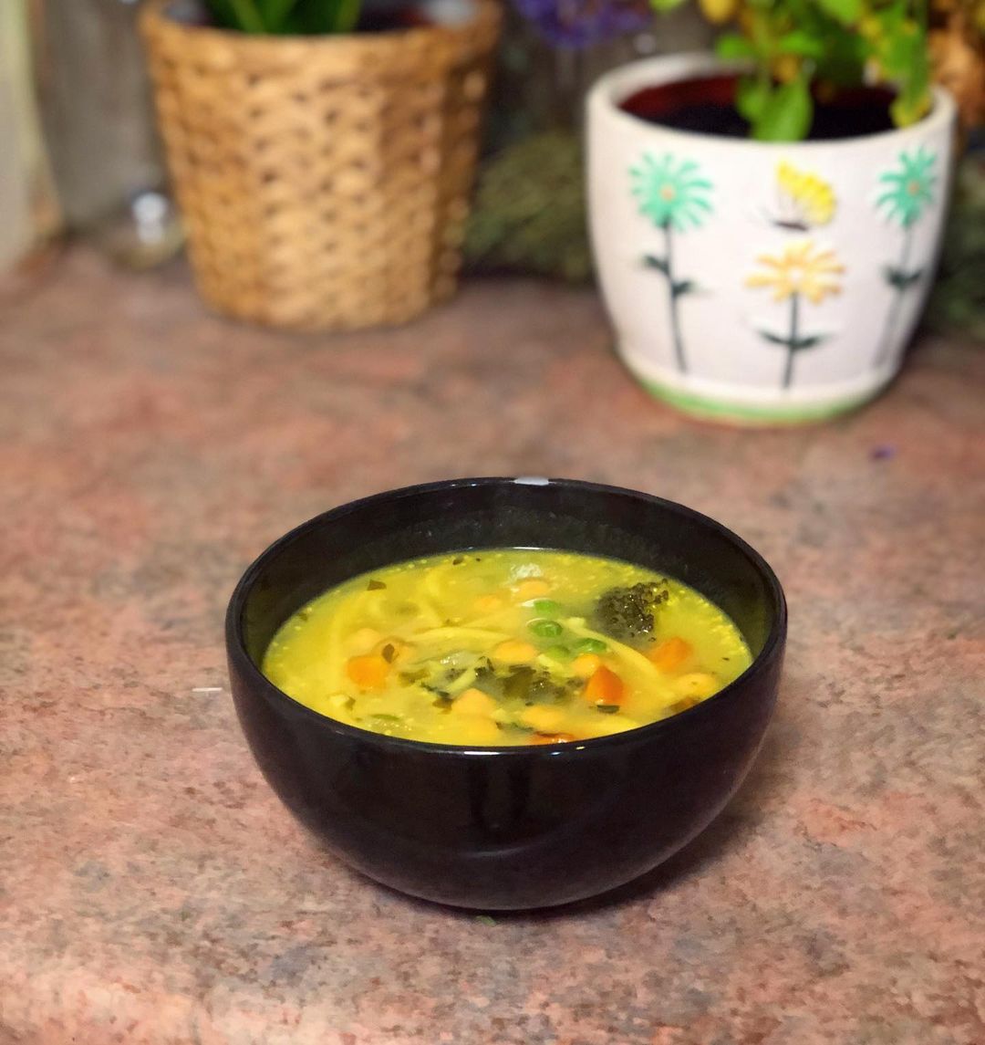 Loaded Chickpea Noodle Soup