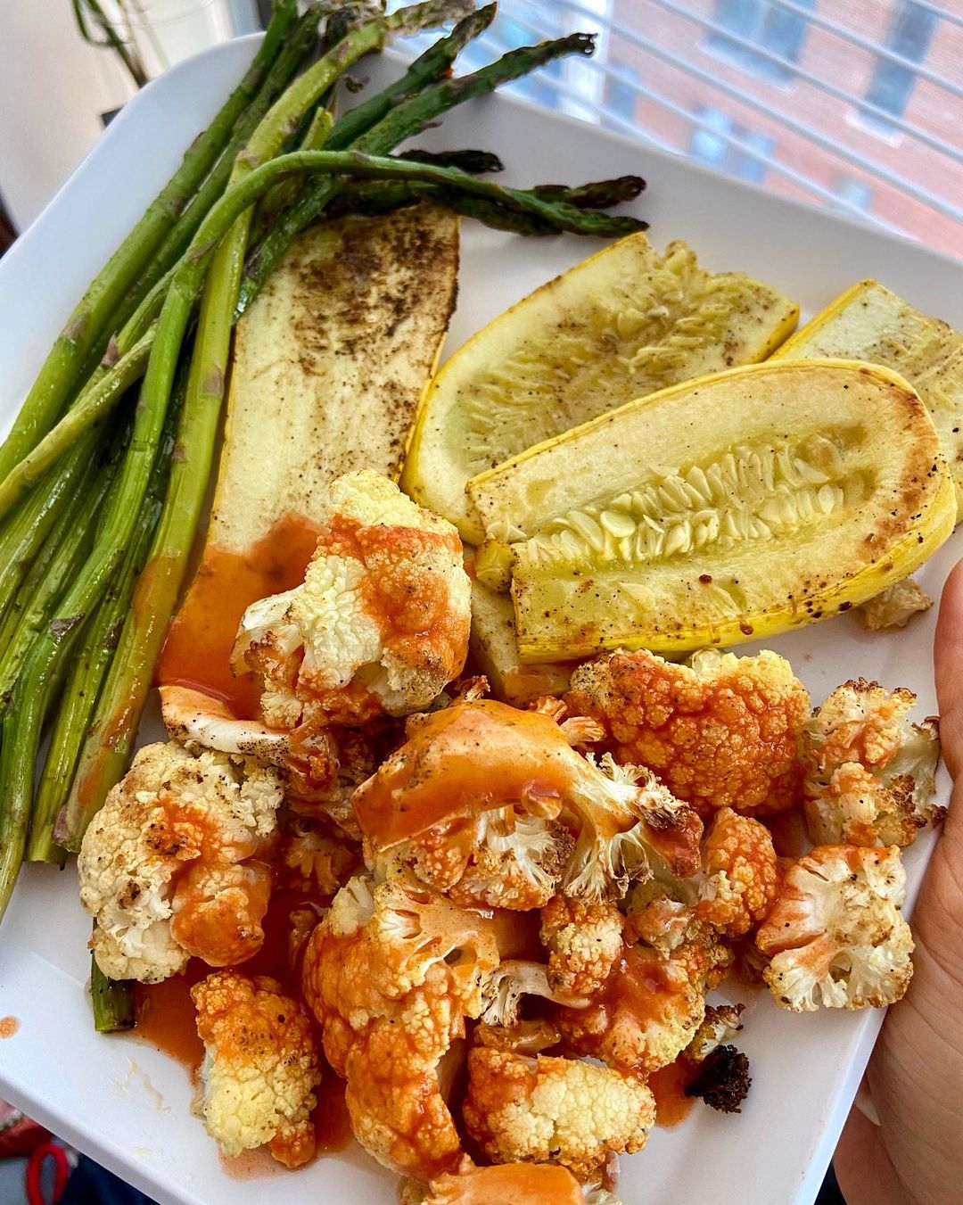 Roasted Asparagus and Squash with Air Fried Cauliflower