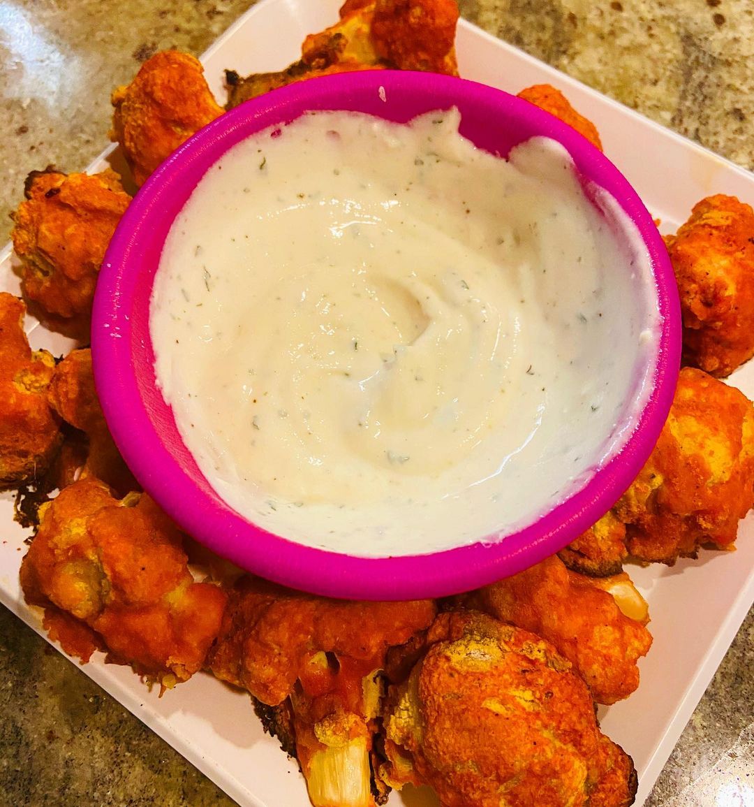 Buffalo Cauliflower Wings with Yogurt Ranch