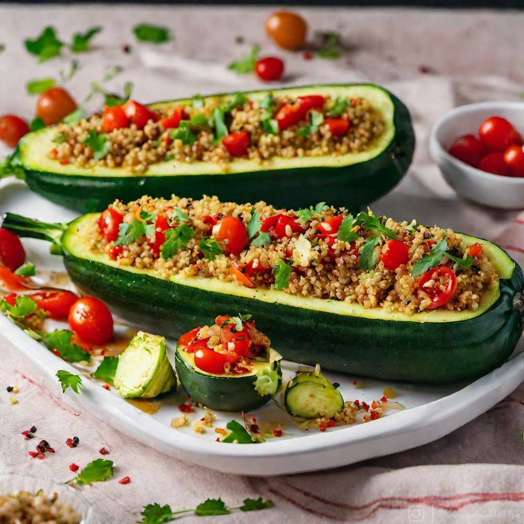 Vegan Quinoa Stuffed Zucchini Boats