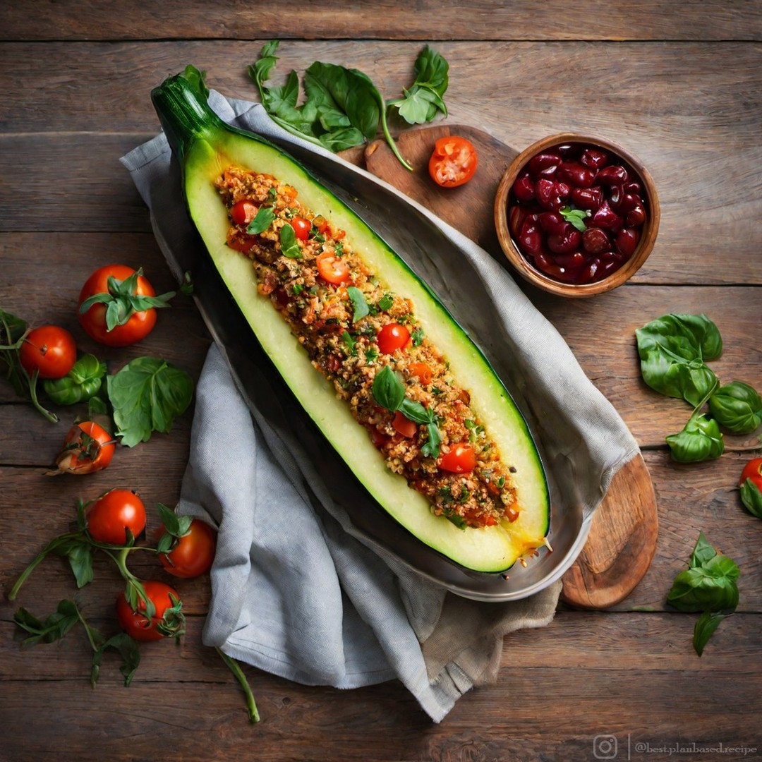 Vegan Quinoa Stuffed Zucchini Boats