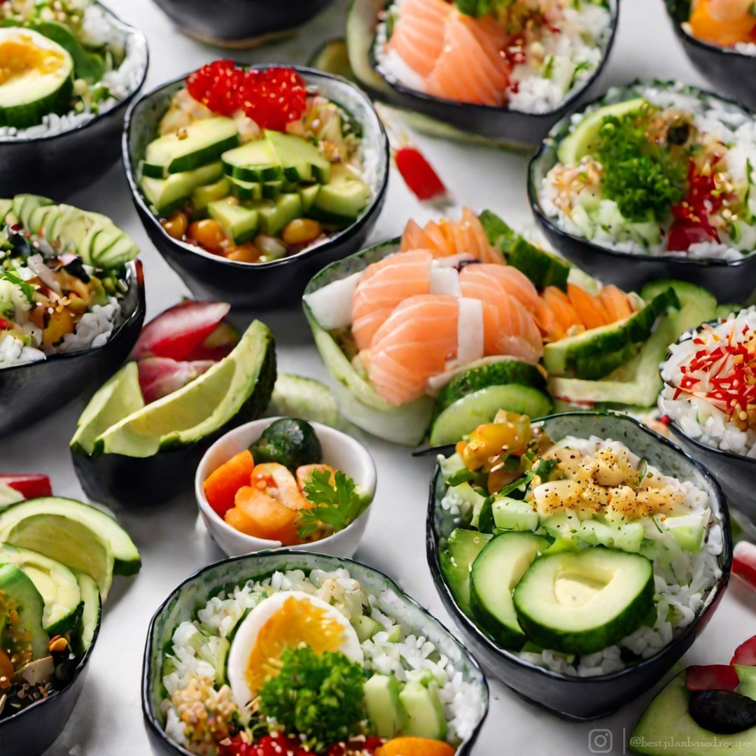 Vegan Avocado and Cucumber Sushi Bowls