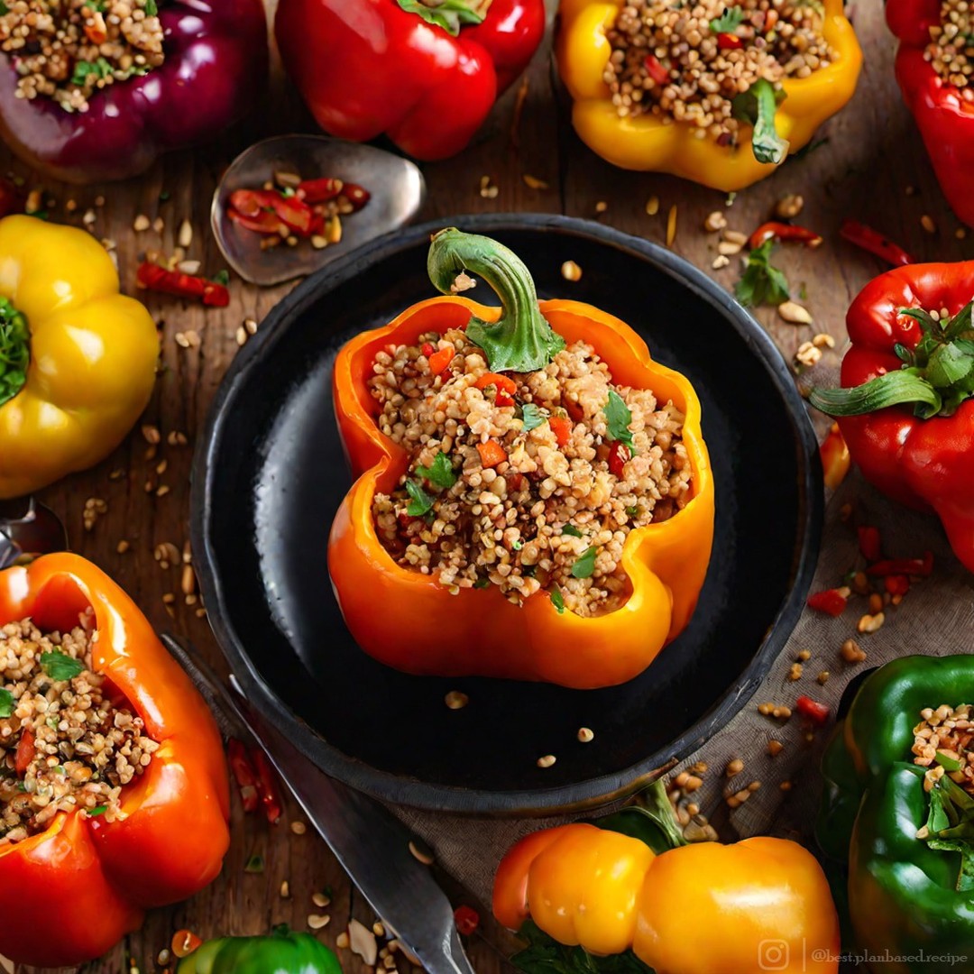 Vegan Mushroom and Quinoa Stuffed Bell Peppers