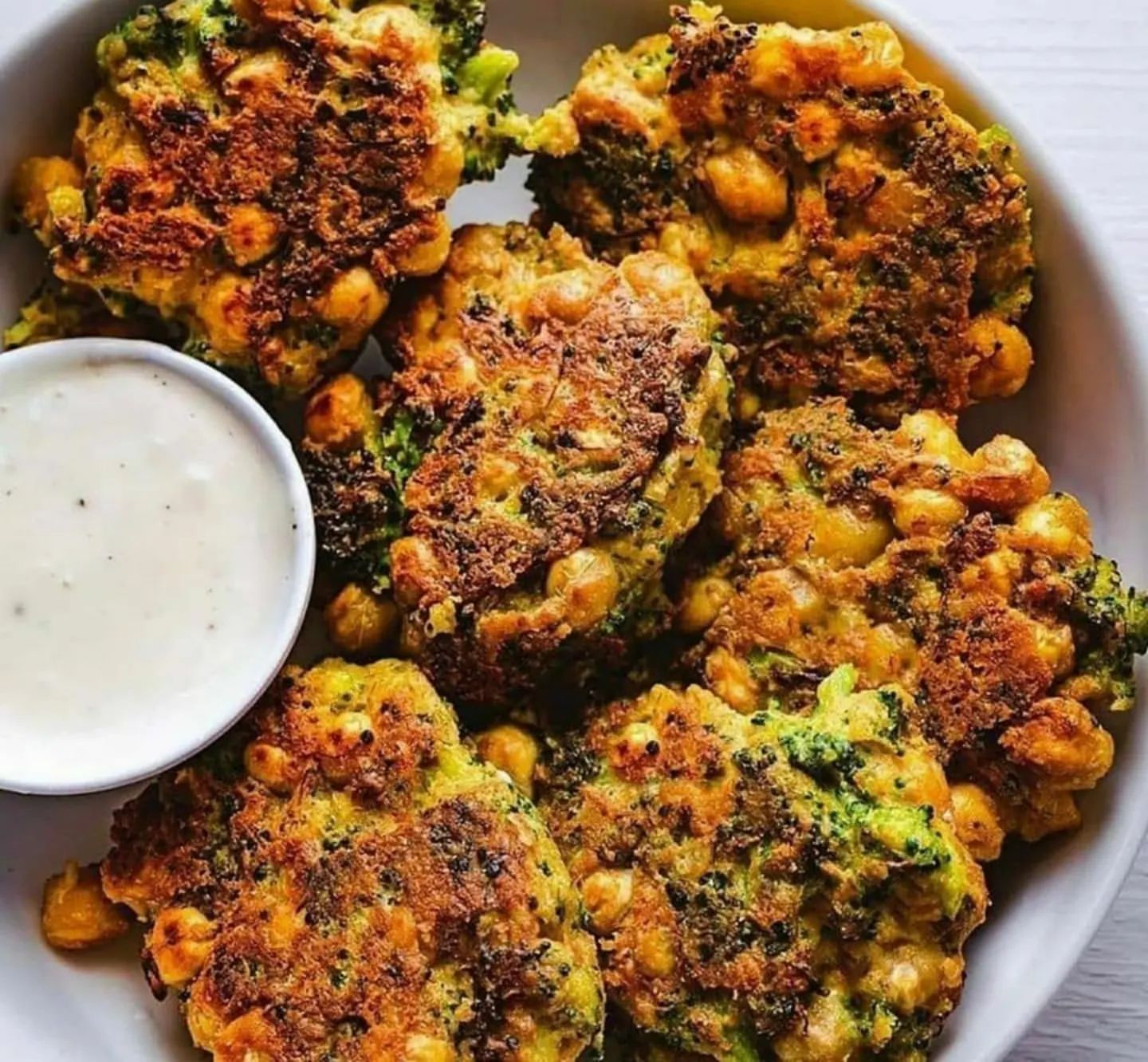 Cheezy Chickpea Broccoli Fritters