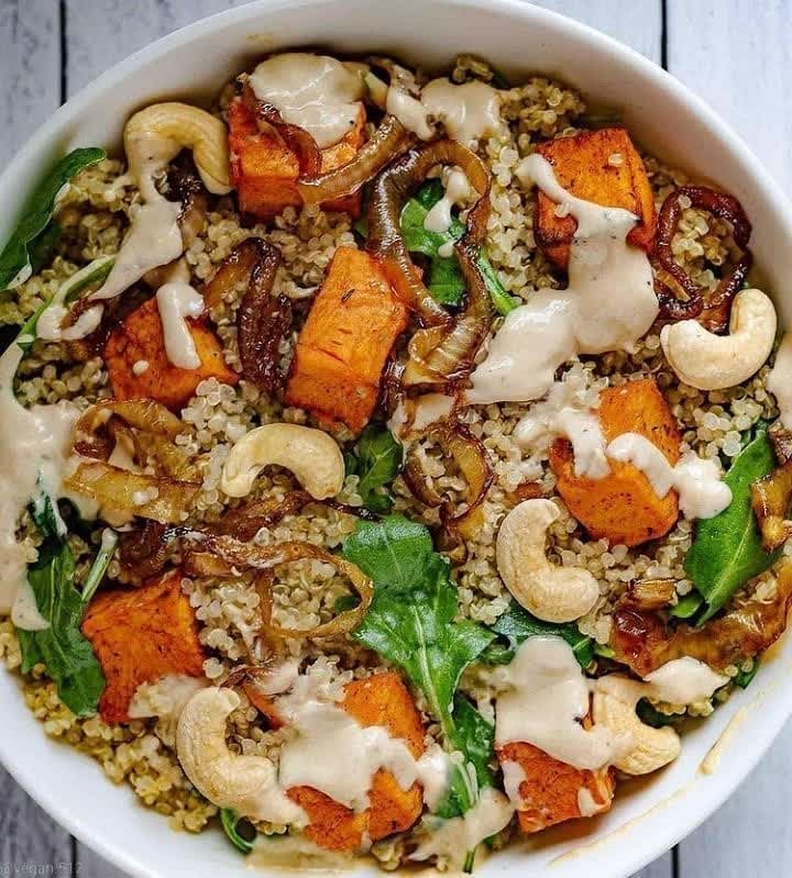 Sweet Potato and Quinoa Salad with Tahini Dressing