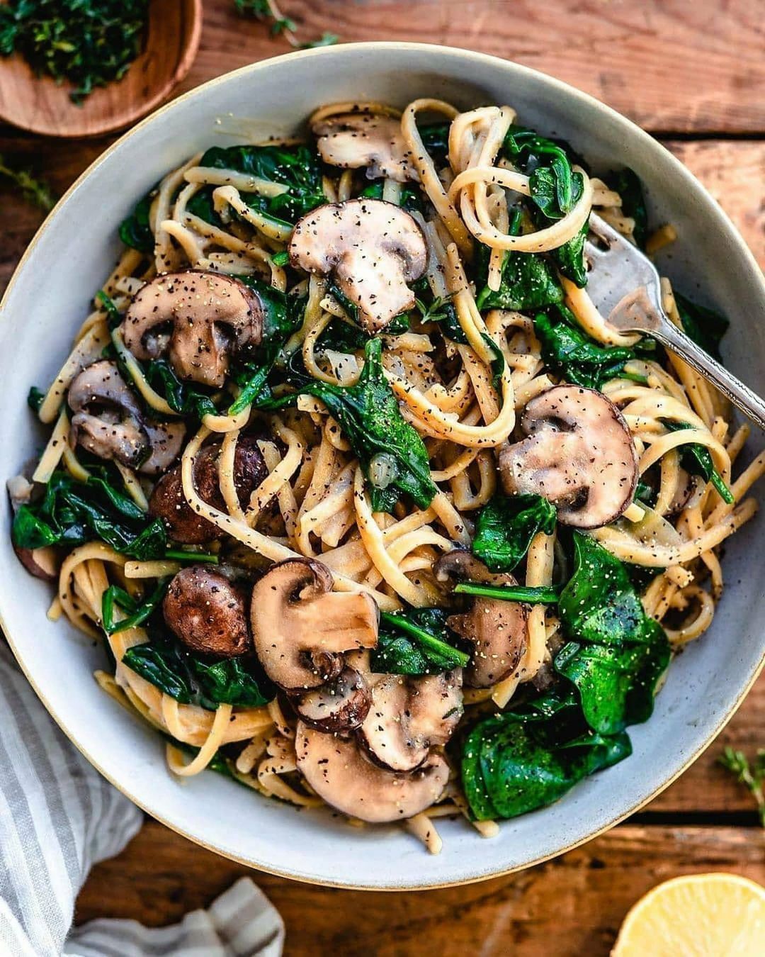 Creamy Mushroom Pasta with Spinach