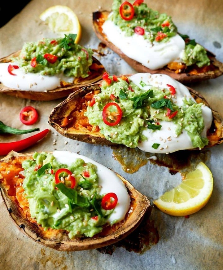 Baked Sweet Potatoes with Toppings