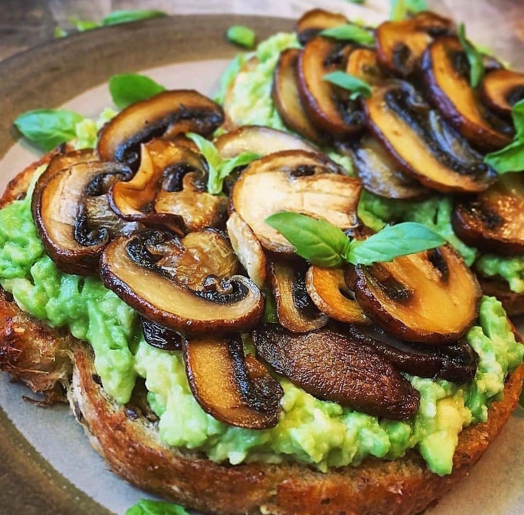 Garlicky Mushroom and Avocado Toast