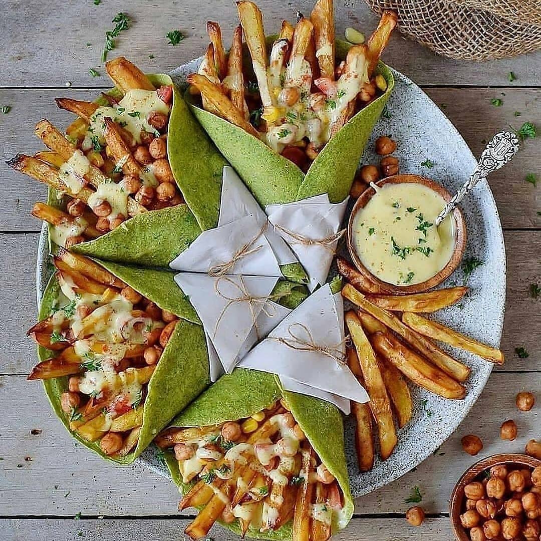Spinach Wraps and Oven-Baked Potato Fries