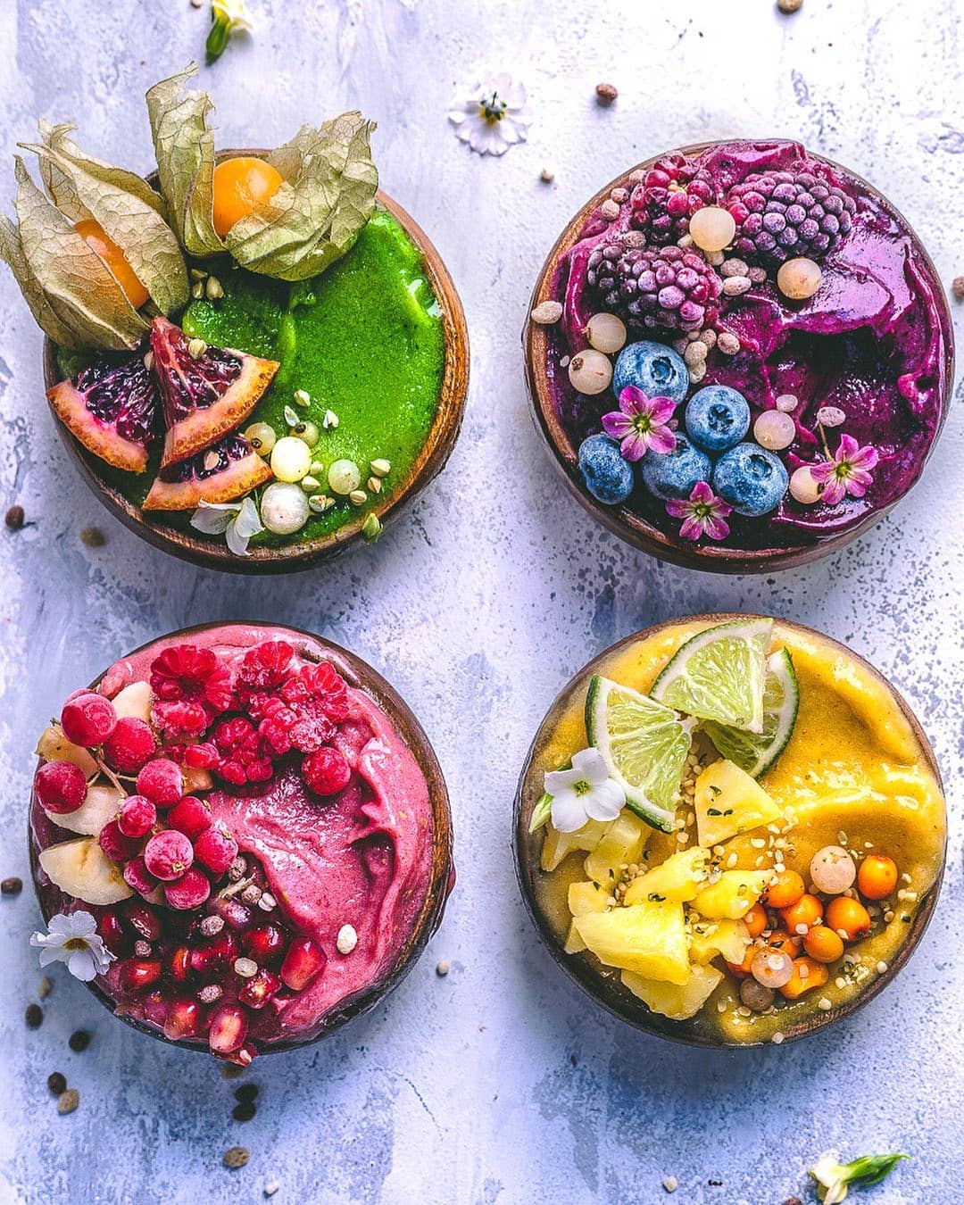 Variety of Healthy Smoothie Bowls