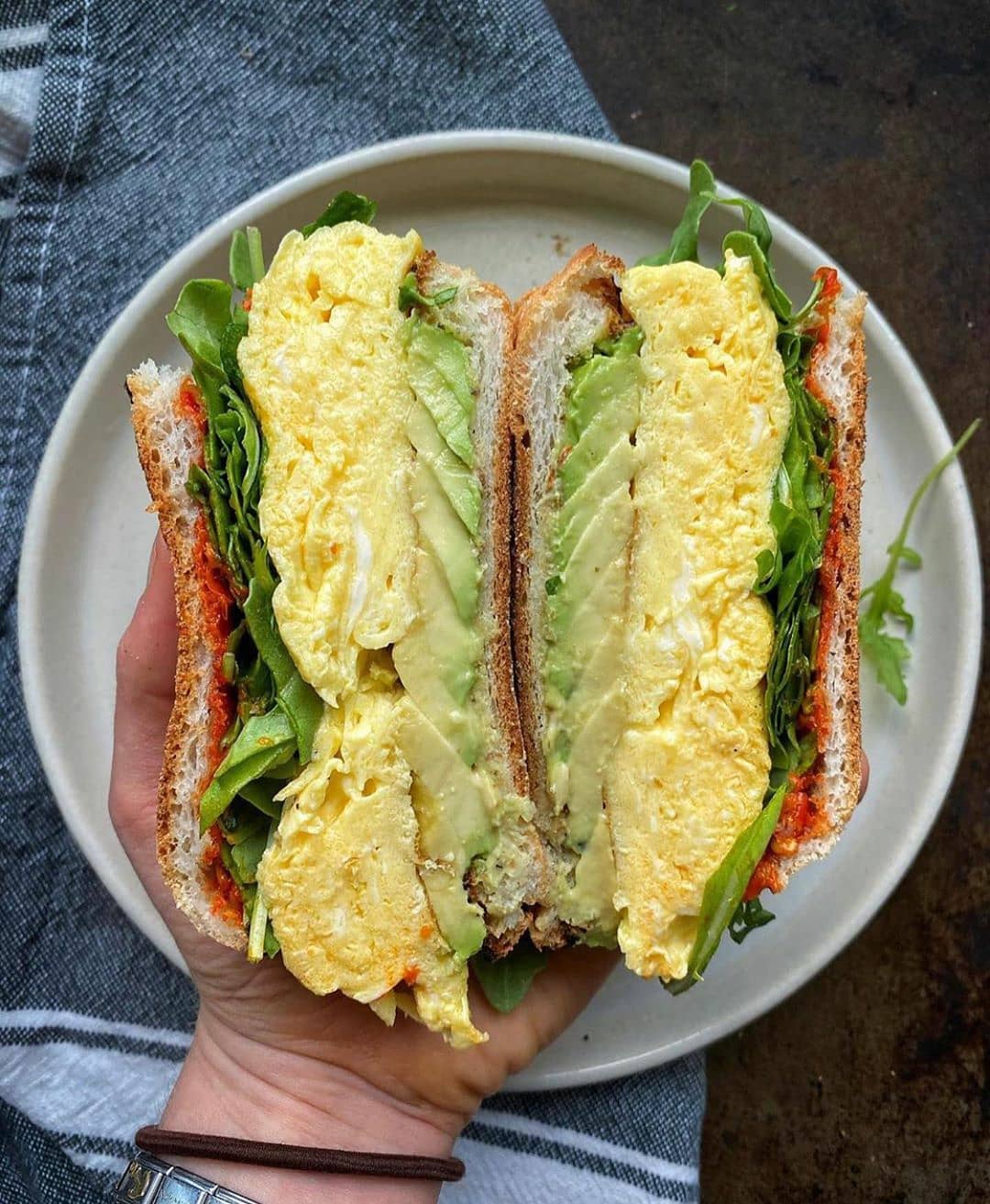 Avocado Egg Breakfast Sandwich with Greens
