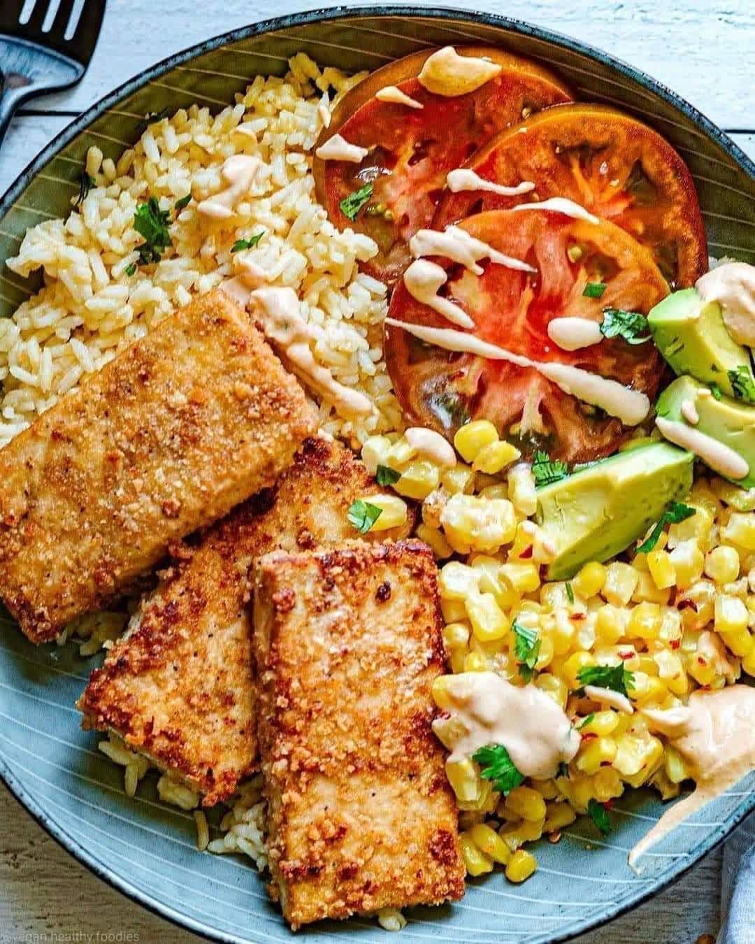 Crispy Tofu Bowl with Chipotle-Tahini
