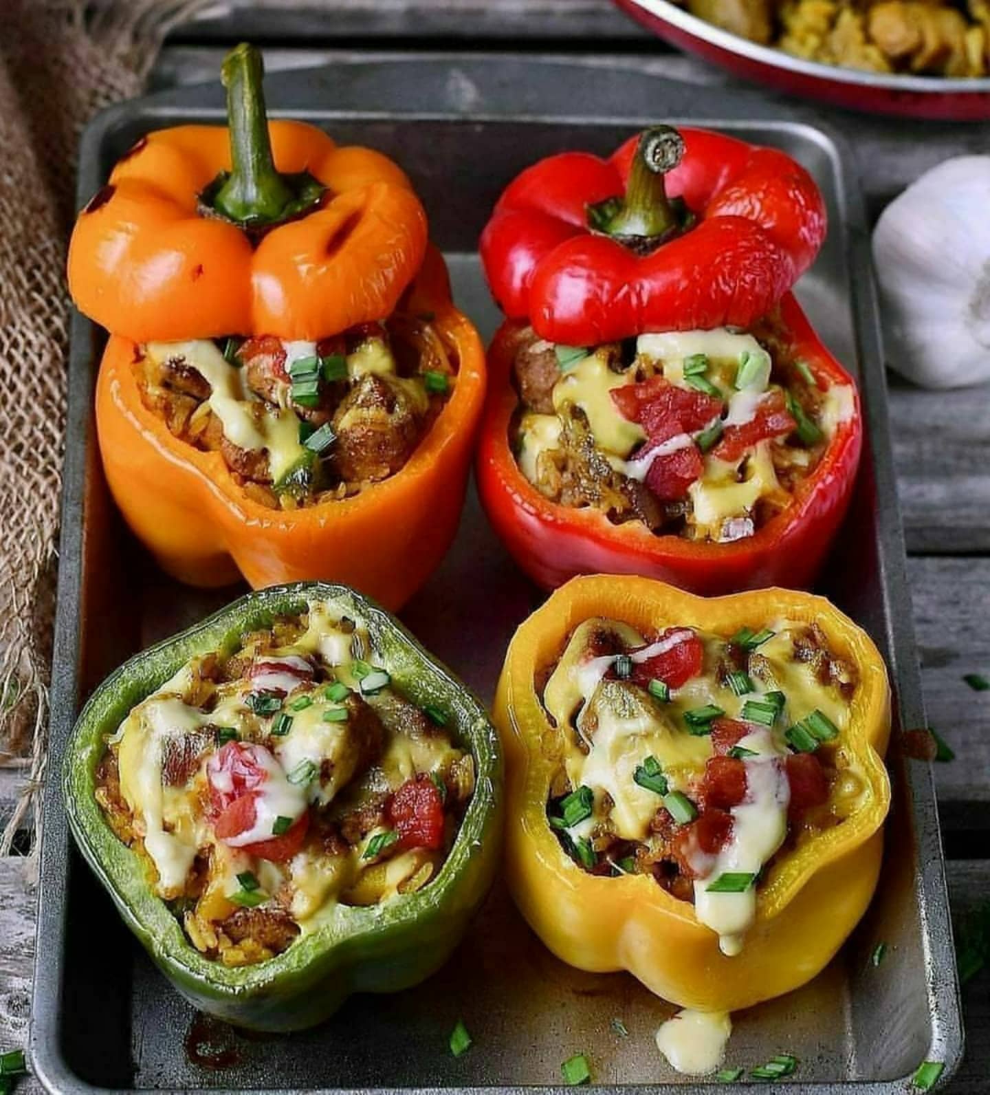 Vegan Stuffed Cheesy Bell Peppers