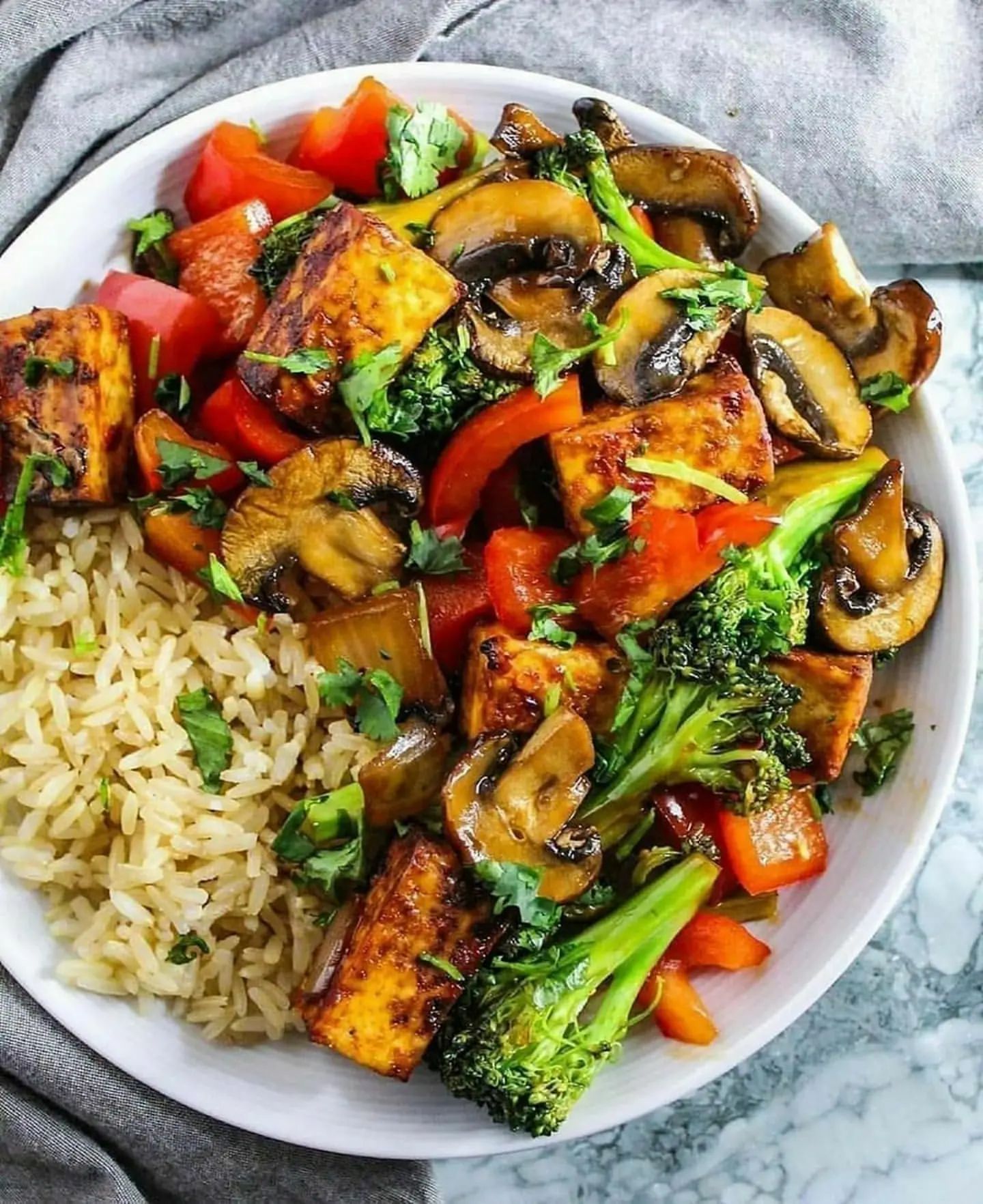 Vegetable Stir-Fry with Baked Tofu