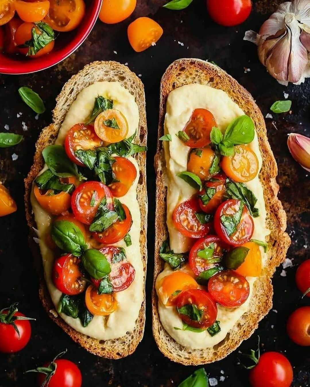 Hummus and Tomato Bruschetta