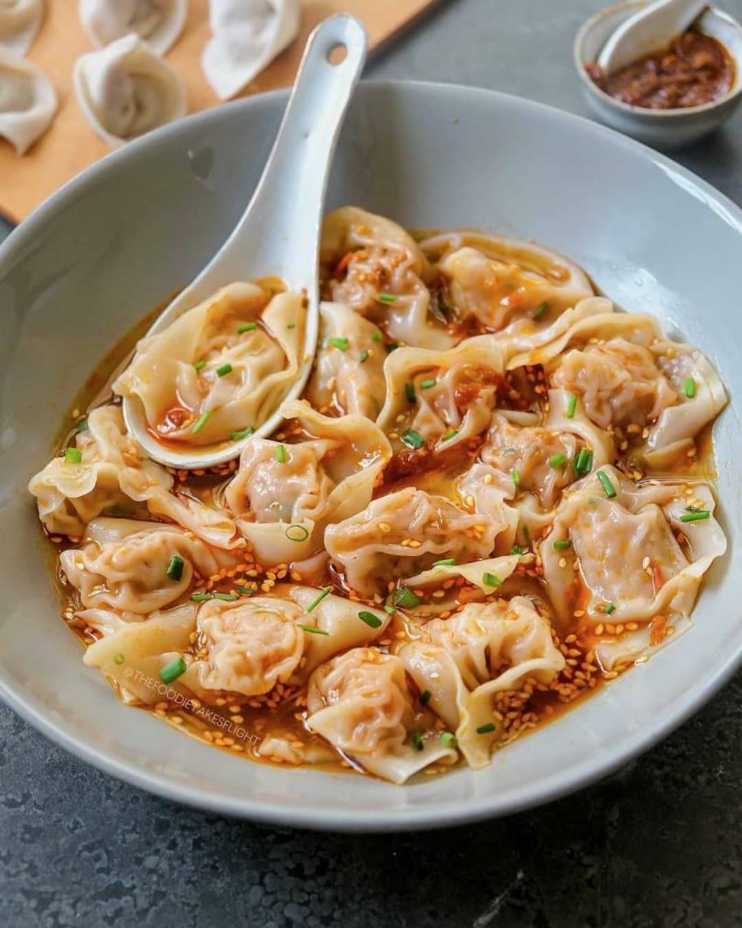 Vegan Wontons in Chili Broth