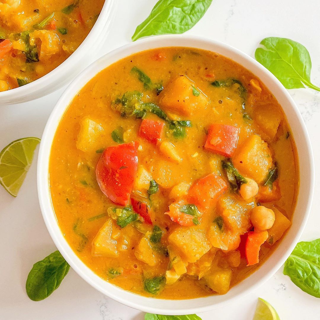 Yellow Curry Butternut Squash Chickpea Soup