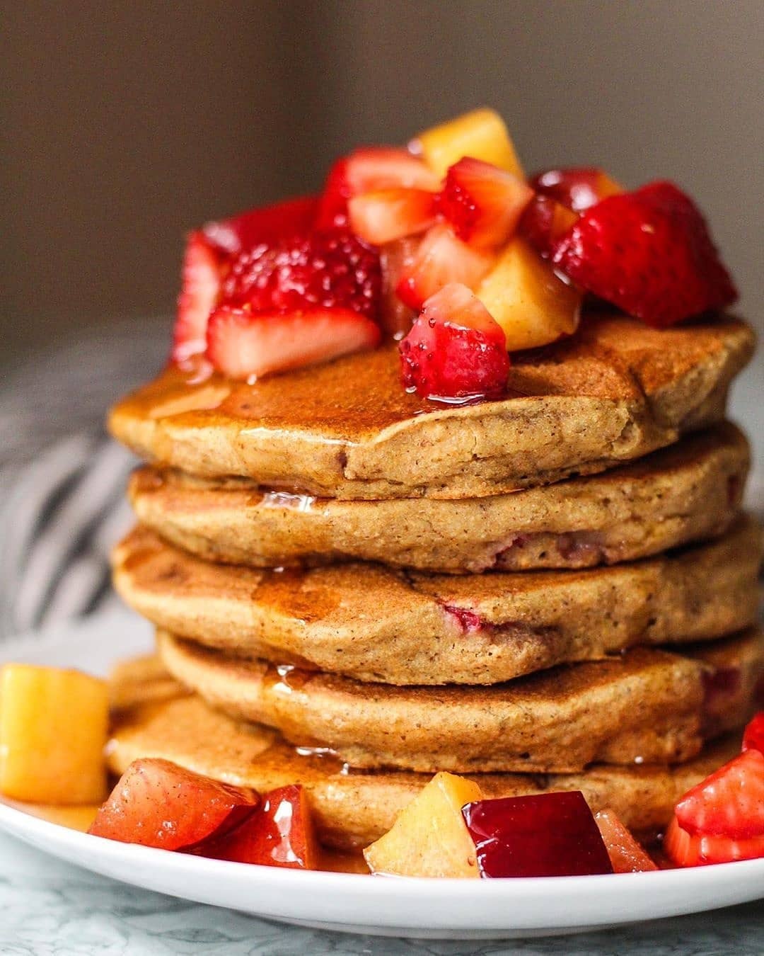 Vegan Strawberry Cornmeal Pancakes