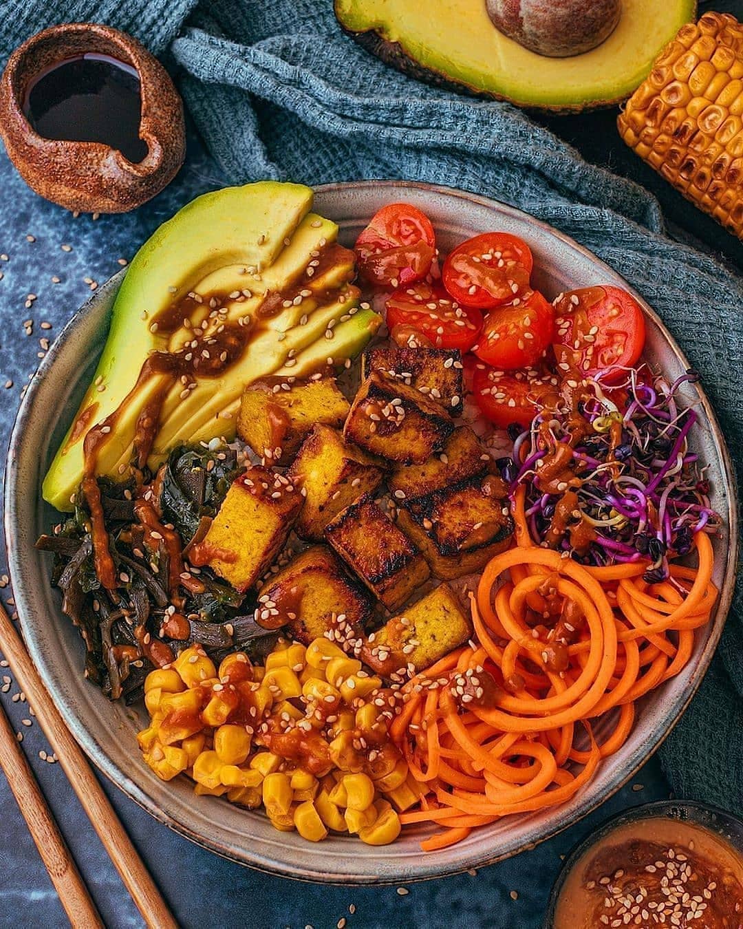 Vegan Poke Bowl with Mango-Soaked Tofu