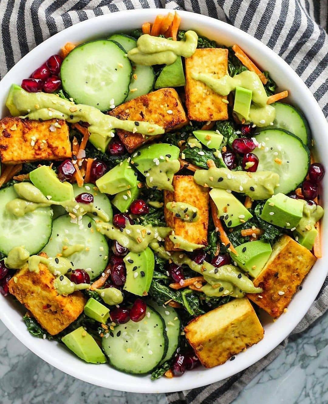 Kale Salad with Dill Avocado Dressing