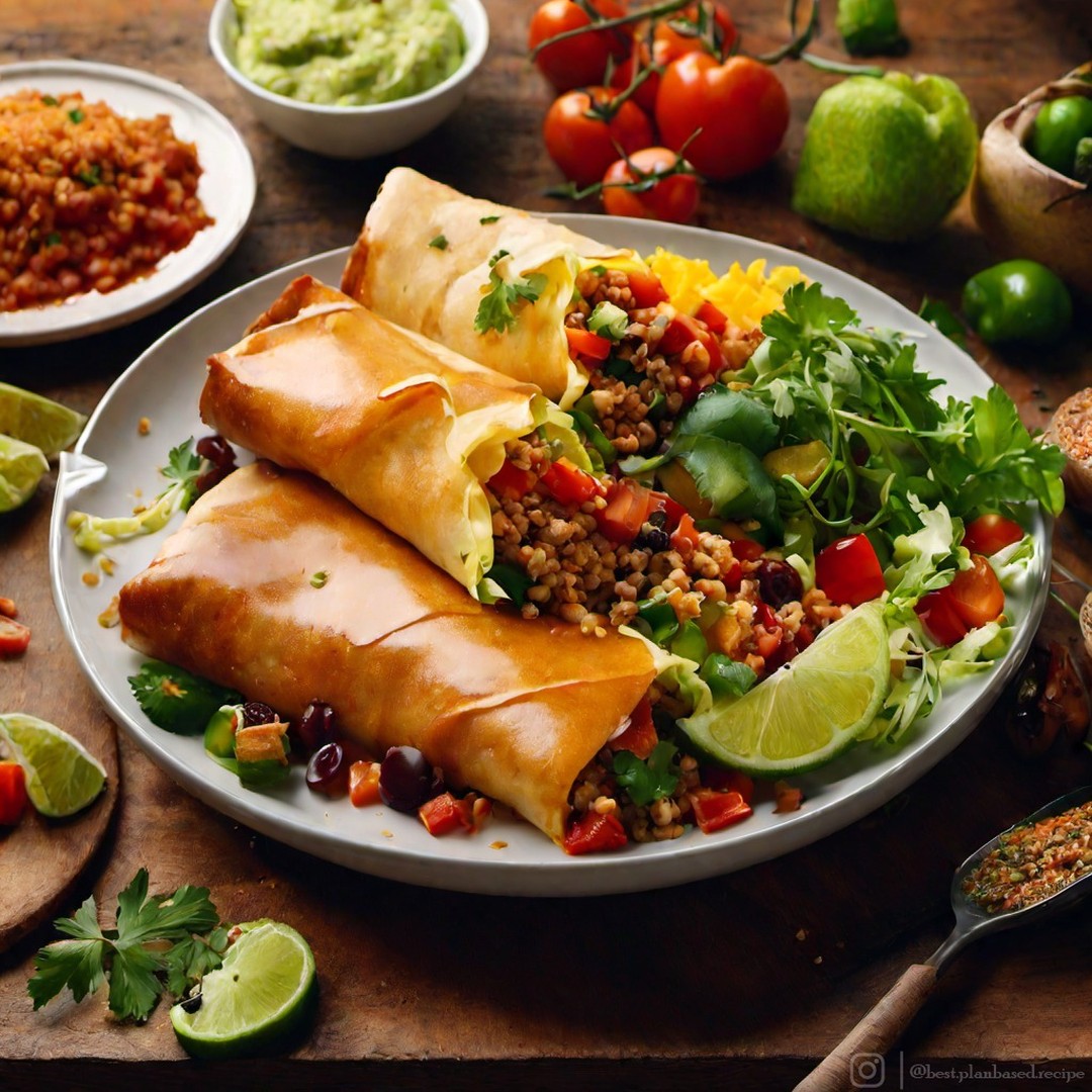 Vegan Black Bean Rice Chimichangas