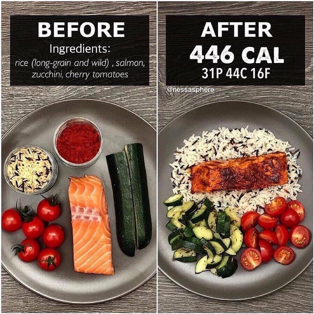 Grilled Salmon with Rice + Vegetables