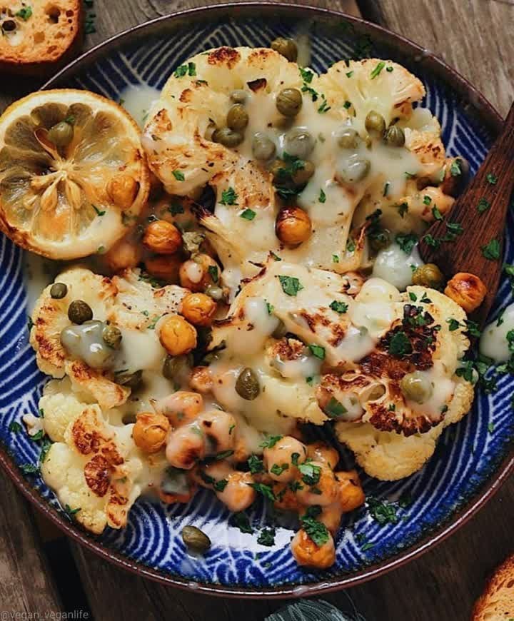 Roasted Cauliflower and Chickpea Piccata