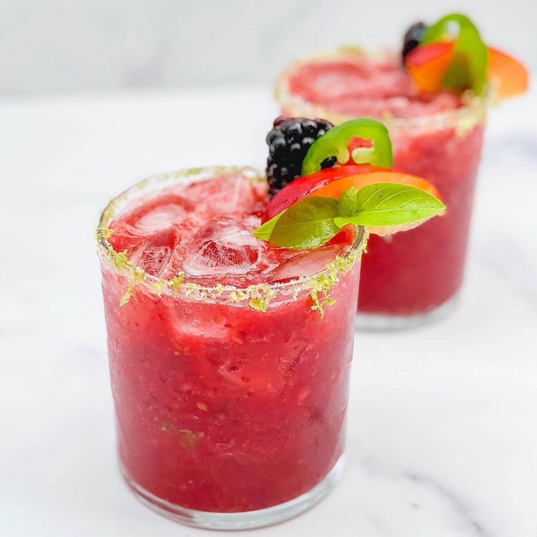 Spicy Blackberry Basil Margaritas
